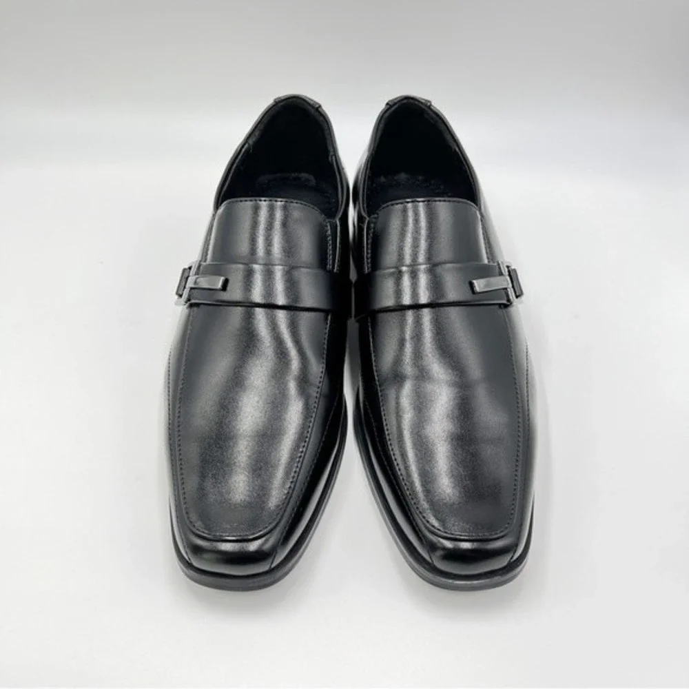Stacy Adams Boys Size 5 Black Bartley Moc Toe Slip On‎ Loafers Dress Shoes